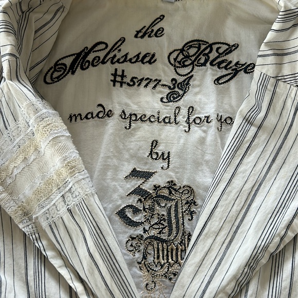 VTG Johnny Was The Melissa Blazer by 3J Workshop Lace Trim Fitted Metal Snaps - Picture 11 of 14